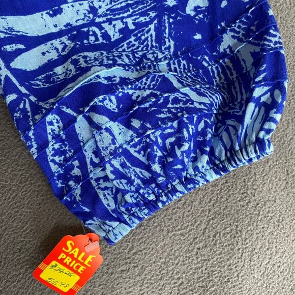 Vtg 80s 90s Two Potato Laguna Beach Midi Tiered Muumuu Dress XS Cotton Blue NOS - Picture 10 of 16